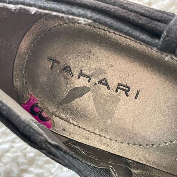 Tahari Women Shoes Black Suede Heel Boots Slip On Bootie Size 8.5M - Picture 10 of 12